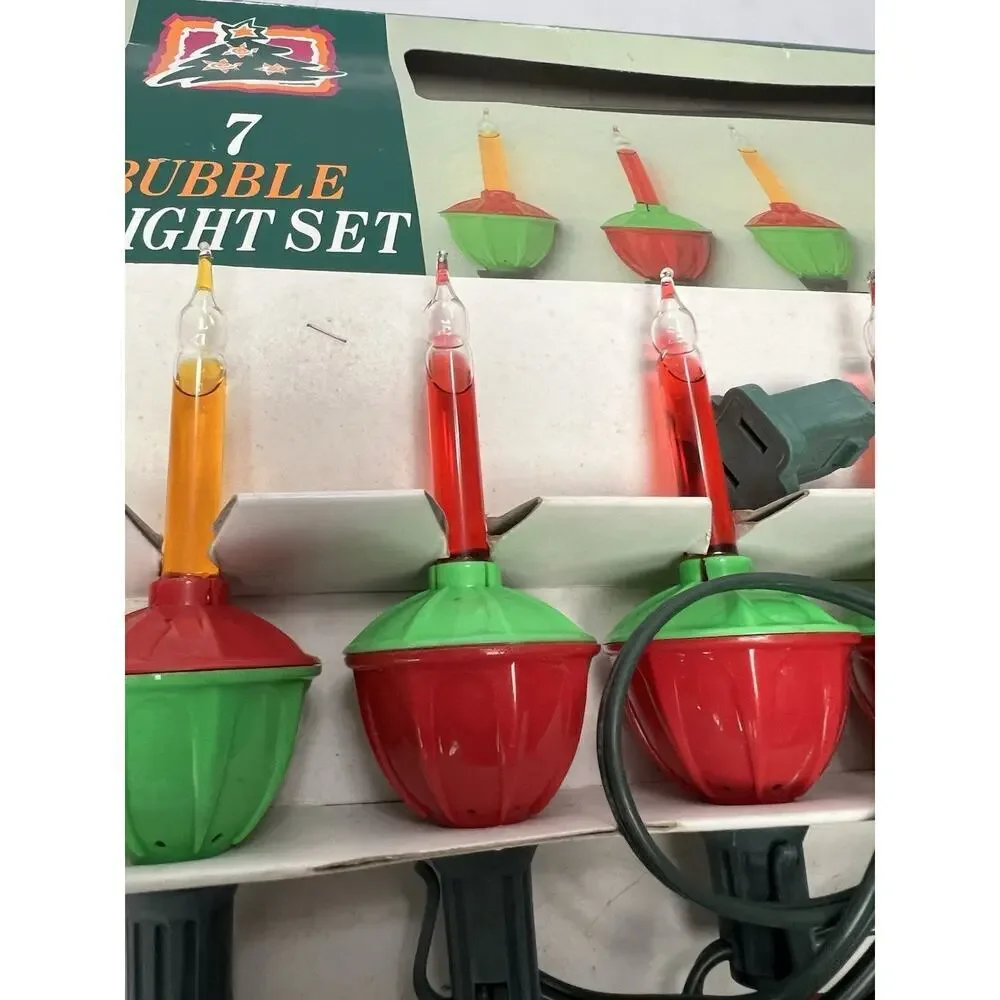 VTG Bubbling Lights Christmas Tree Holiday Decorative - 7 light set